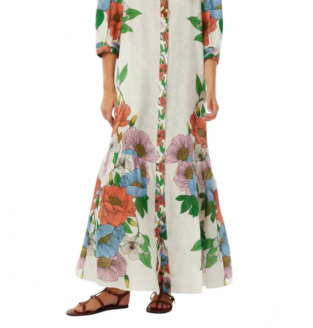 NEW BORGO DE NOR bianca salento print linen dress in multicolor